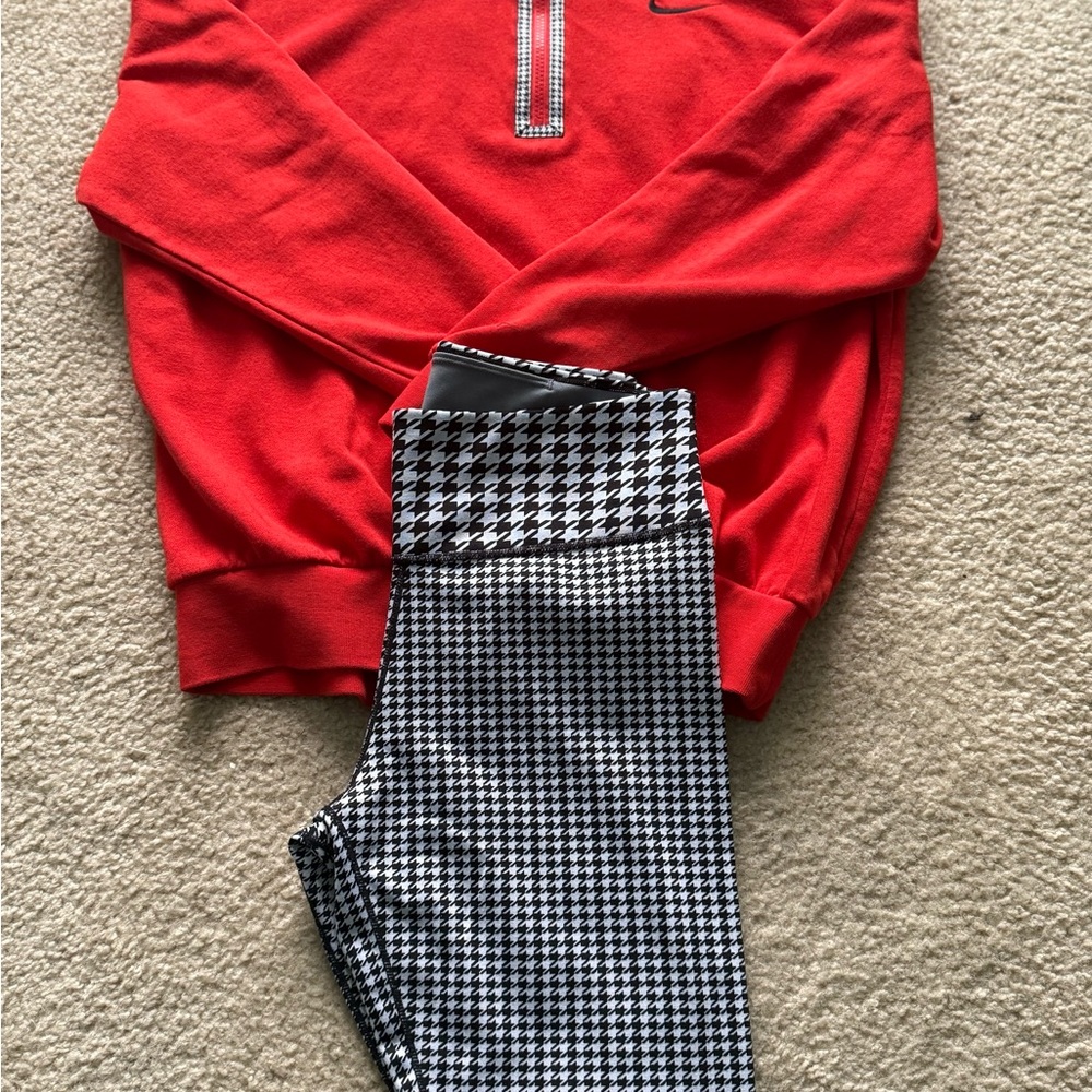 Nike Red and Black Leggings